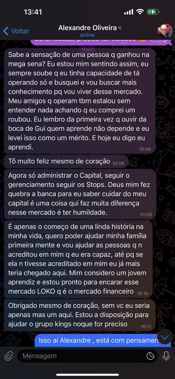 Depoimento de aluno — Alexandre Oliveira contando a virada