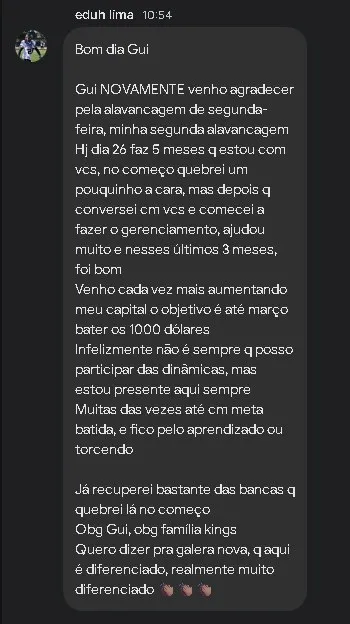 Depoimento de aluno — Eduh Lima, alavancagem em 5 meses