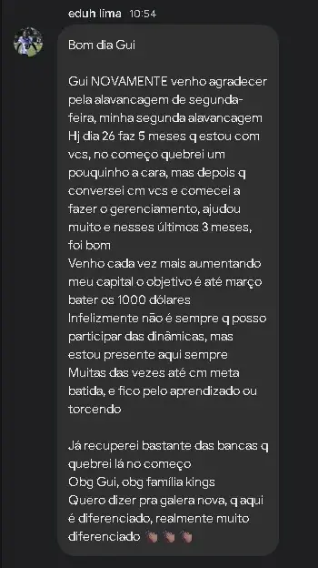 Depoimento de aluno — Eduh Lima, alavancagem em 5 meses